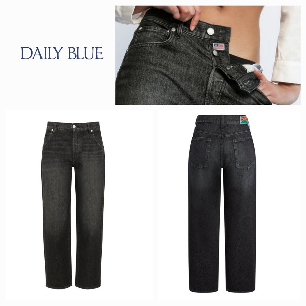 NWT Daily Blue‎ Adriano Goldschmied Mantra Wide Barrel Leg Jeans Sz. 25x28 Onyx